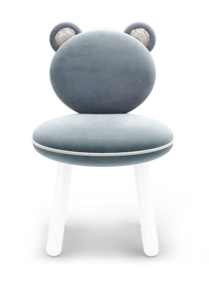 Fluffy Light Blue Bear Children's Chair