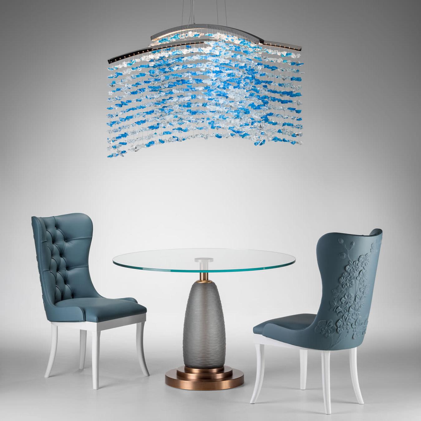 Round Glass Dining Table with Metal Base