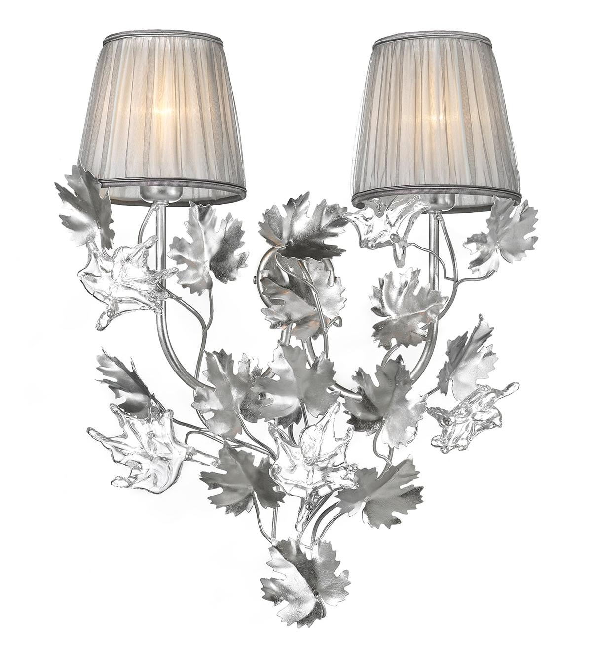 Silver Venetian Glass Leaf Wall Sconce