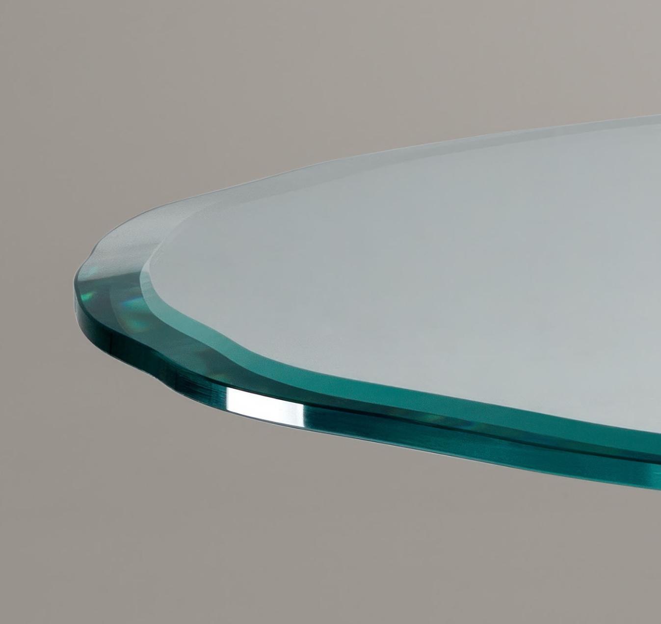 Round Glass Dining Table with Sculptural Base
