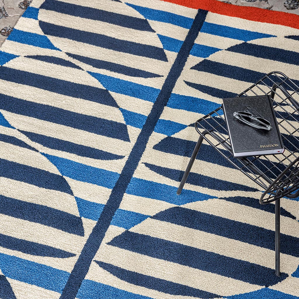 Stripy Stem Azure Outdoor Rug