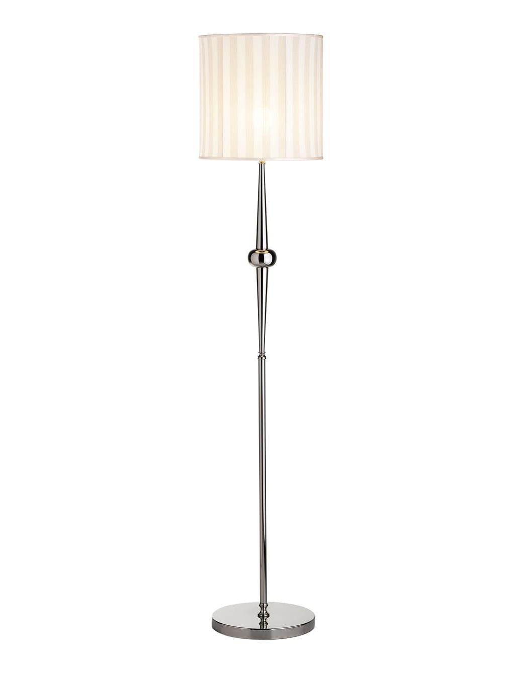 Floor Lamp with English-Style Striped Fabric Shade