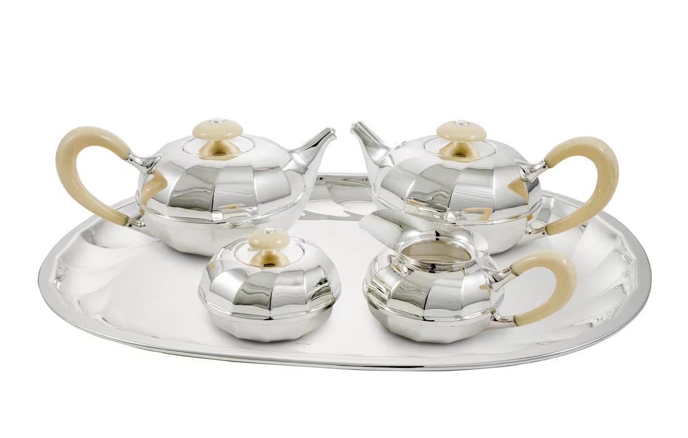 Silver Tea and Coffee Set with Tray