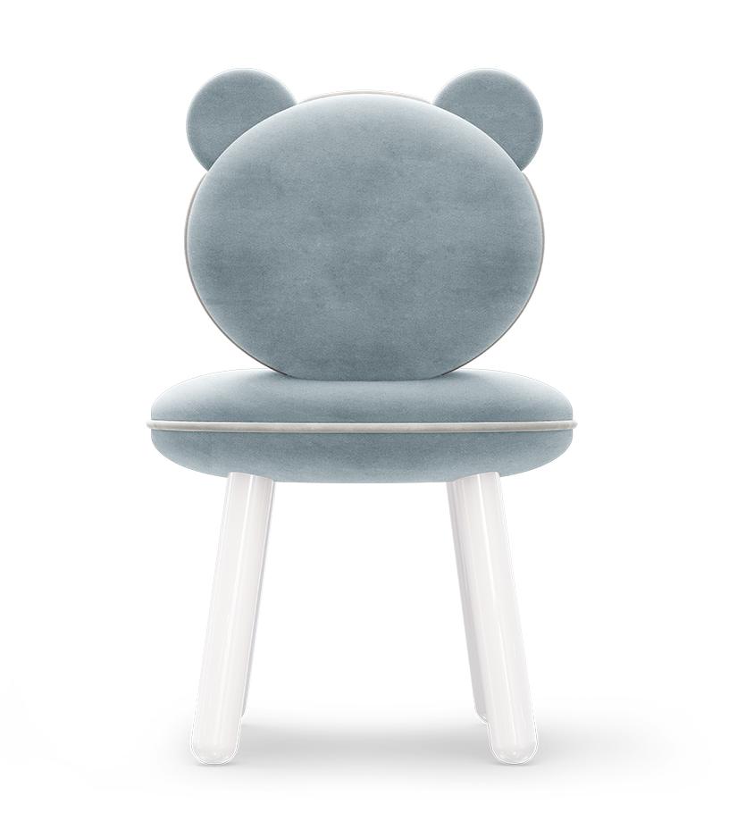 Fluffy Light Blue Bear Children's Chair