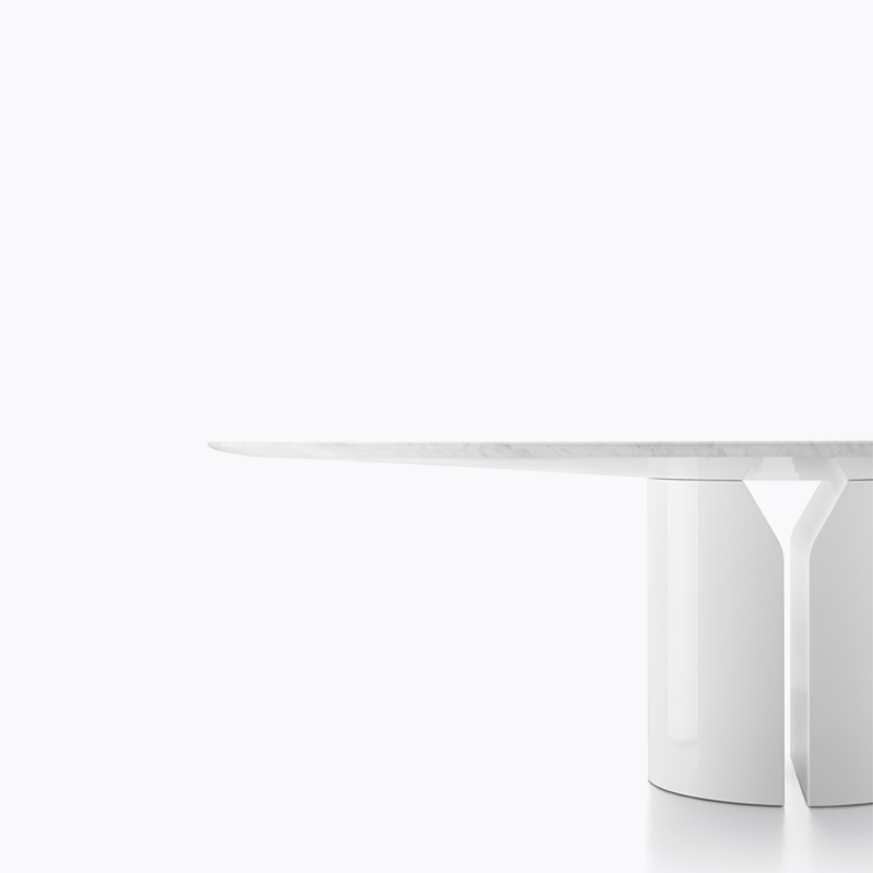NVL Table ☞ Structure: Matt/Gloss White Lacquered Base ☞ Top: Marquinia Matt/Gloss Black Marble
