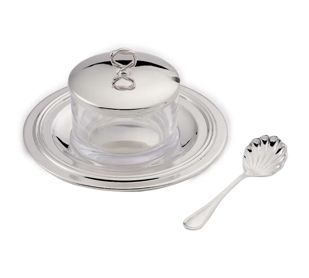 Silver Condiment Server with Spoon