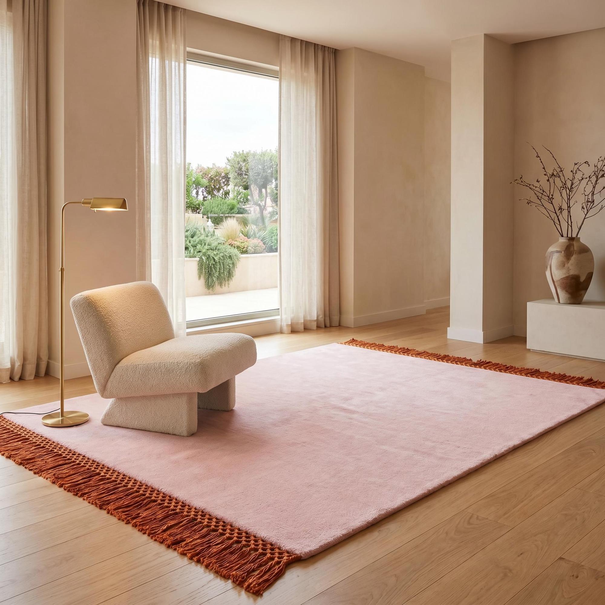 Minimal Fringe Blush Rug