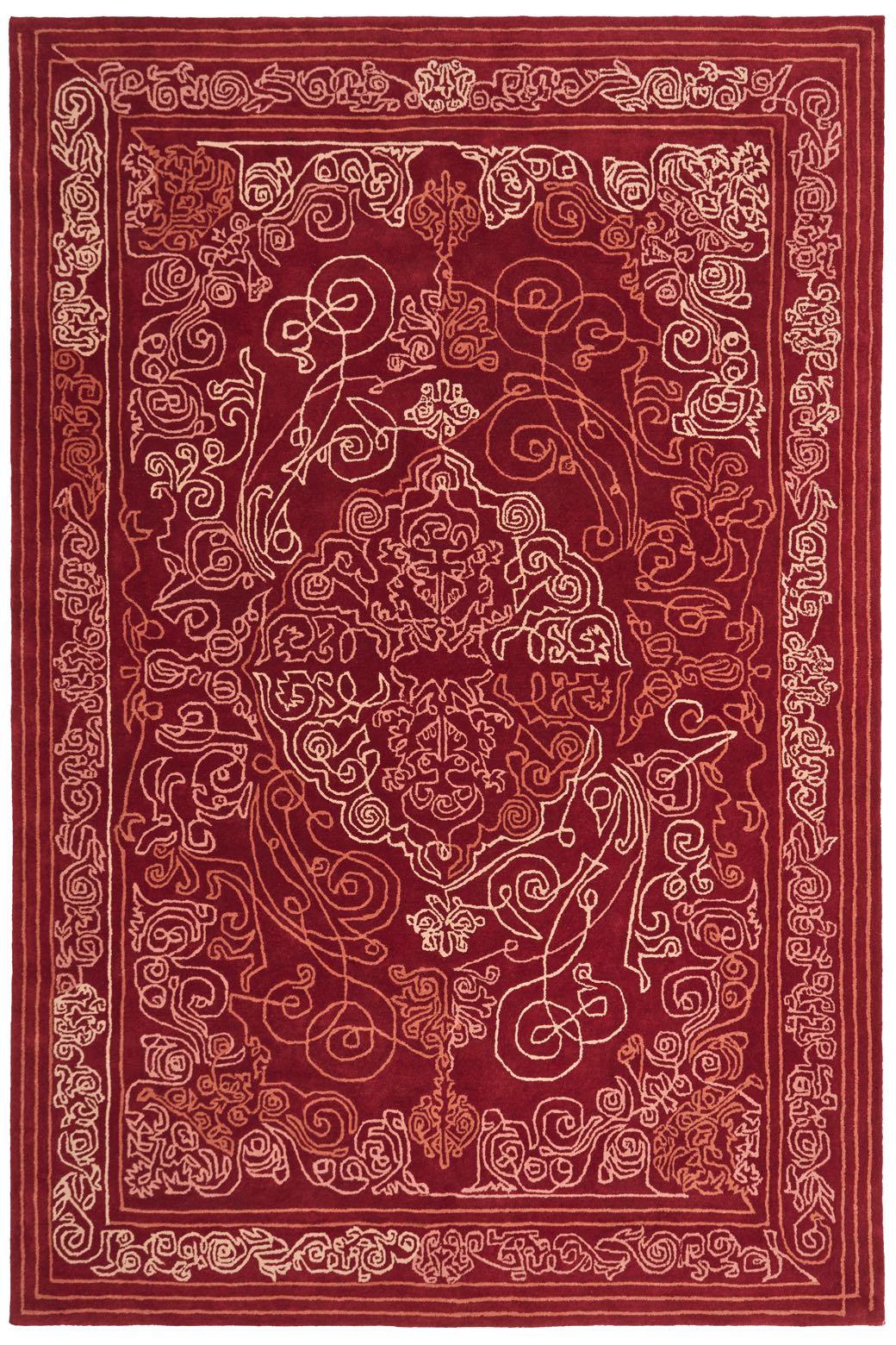 One-Stroke Red Hand-Woven Rug