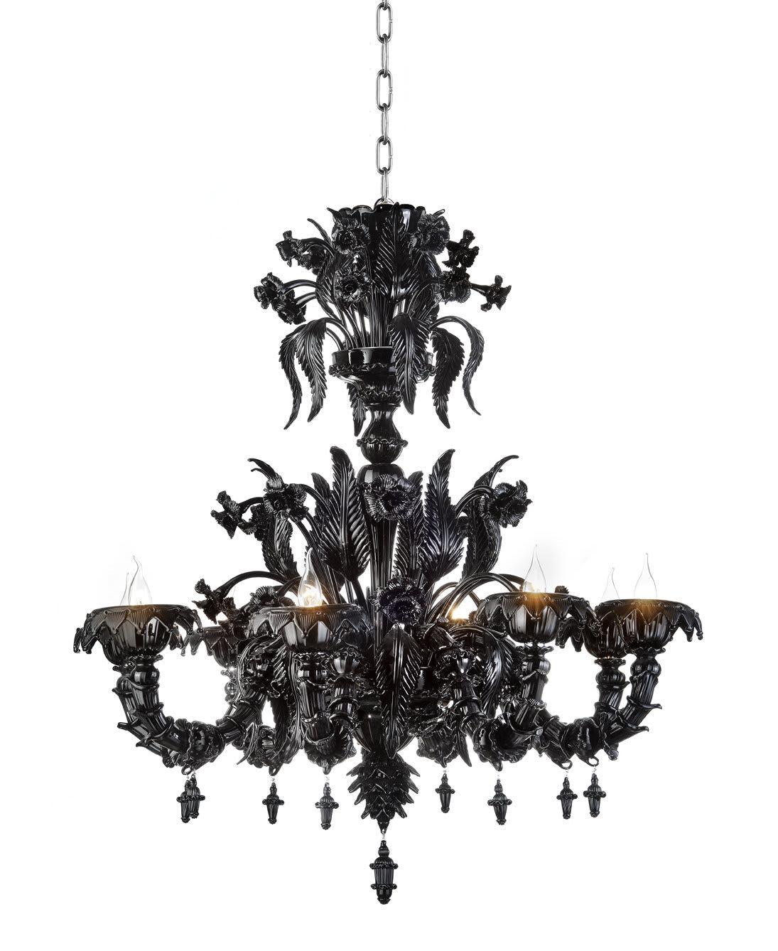 Black Murano Rezzonico 8-Light Chandelier