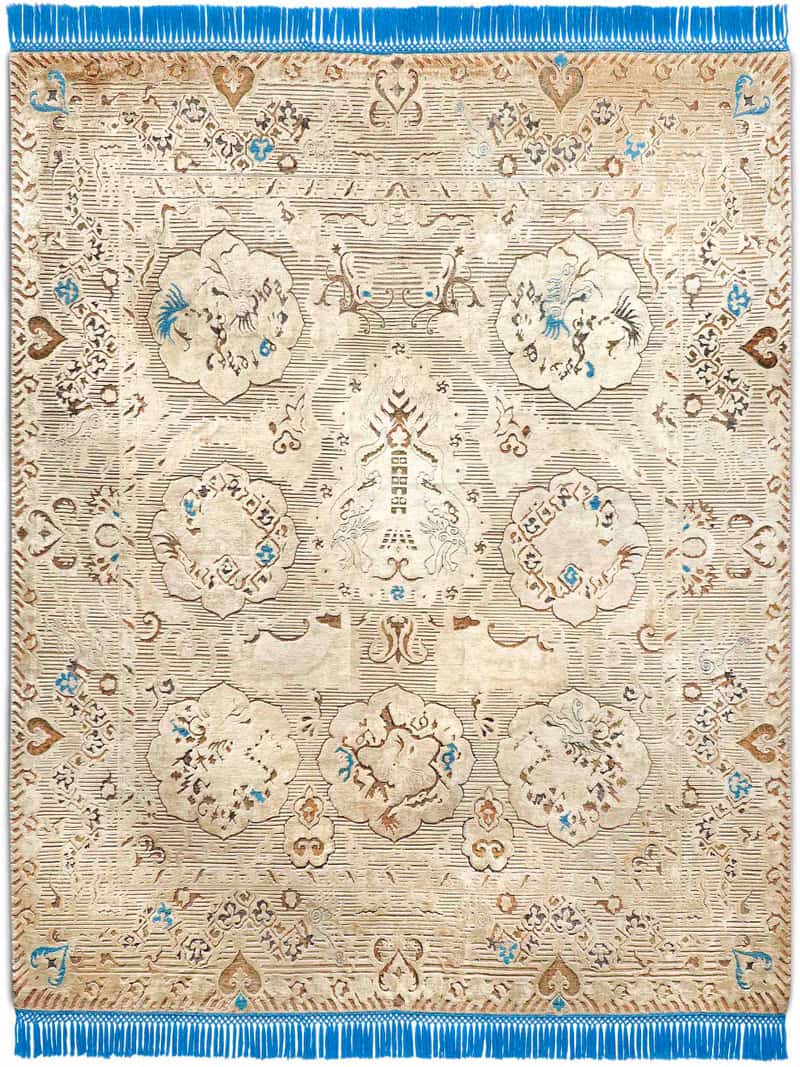 Dragon Blue / Beige Hand-Knotted Rug