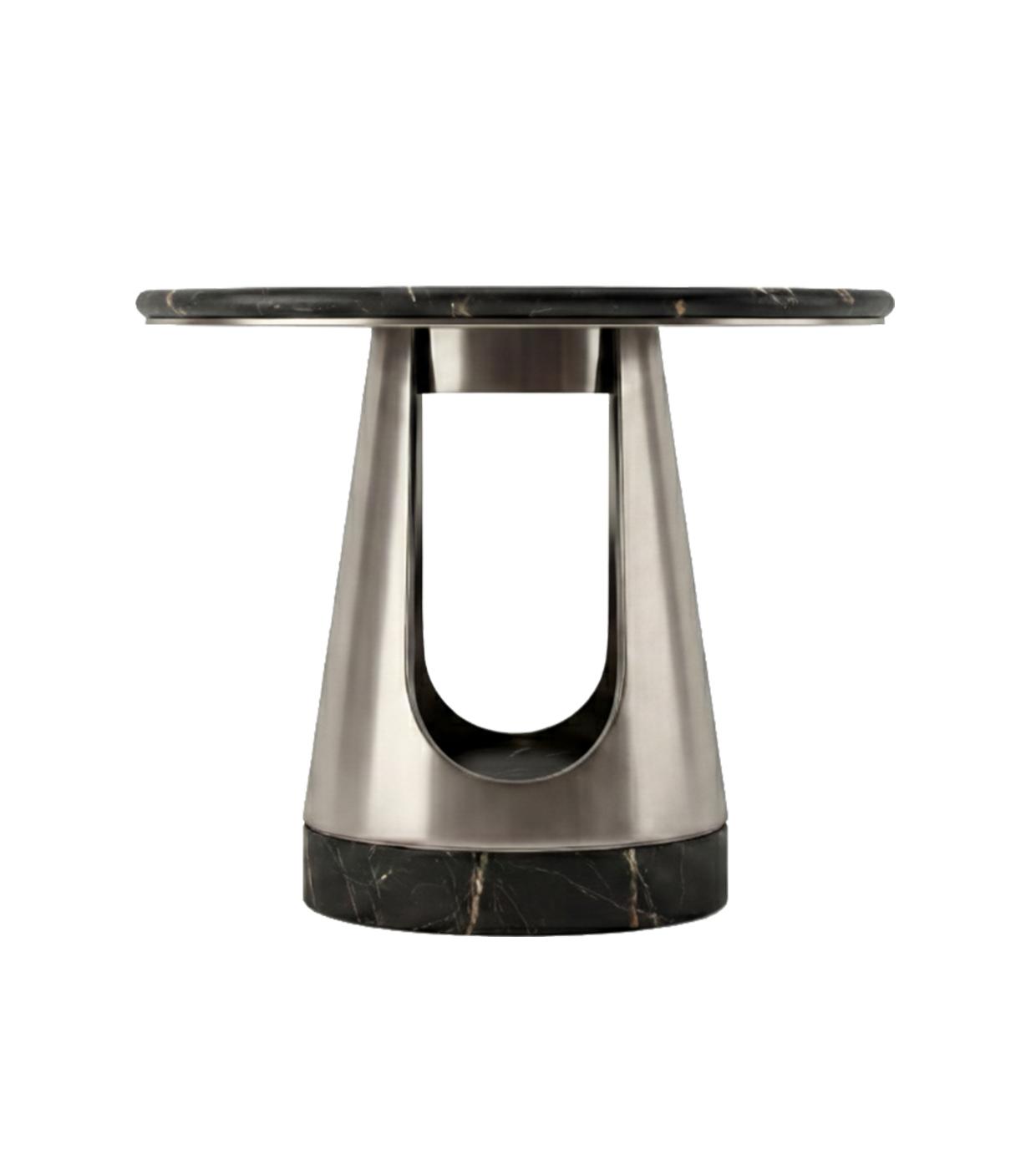 Aura Round Coffee Table with Dark Stone