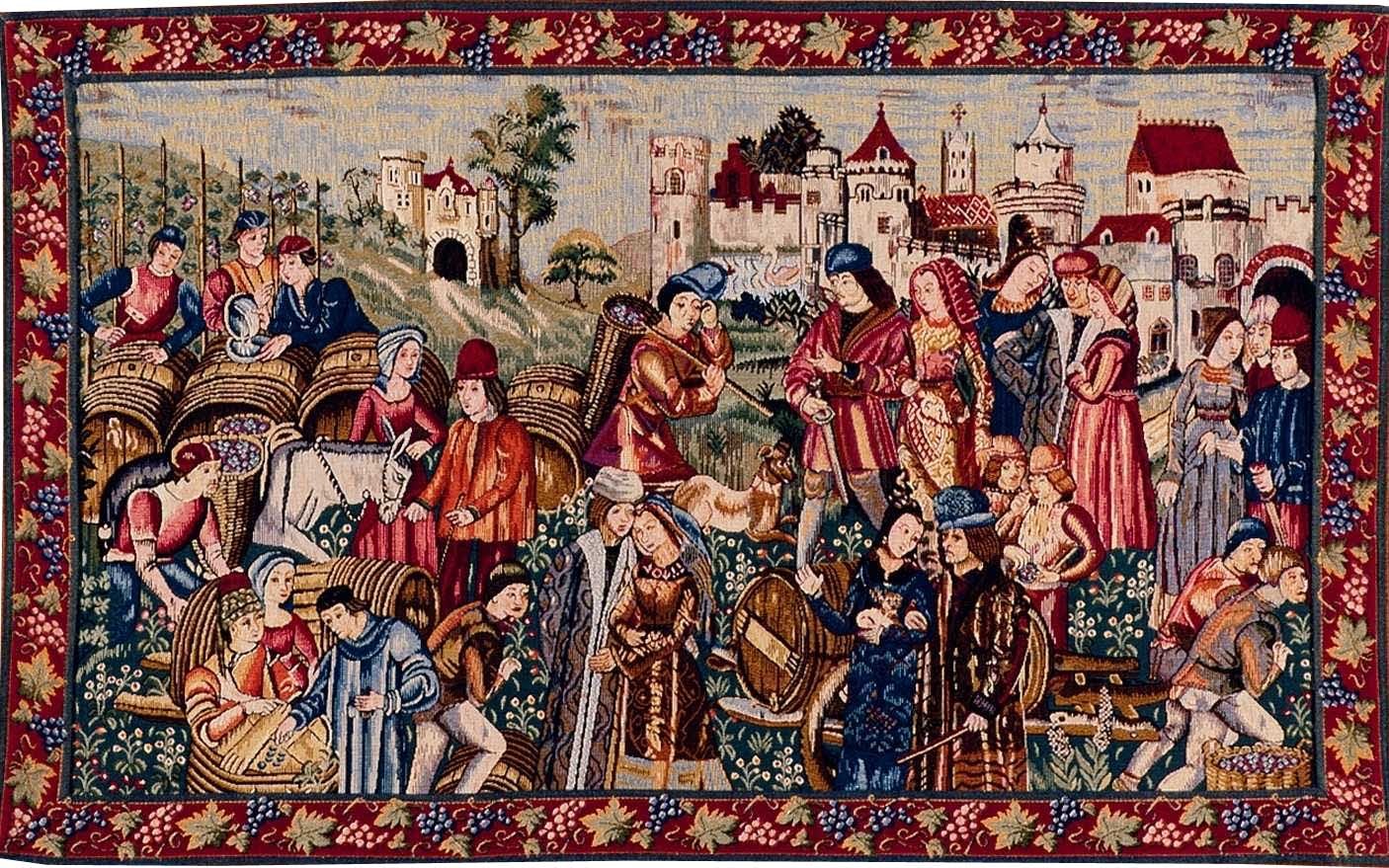 Wine Market with Border Tapestry | Size: 50 × 85 cm