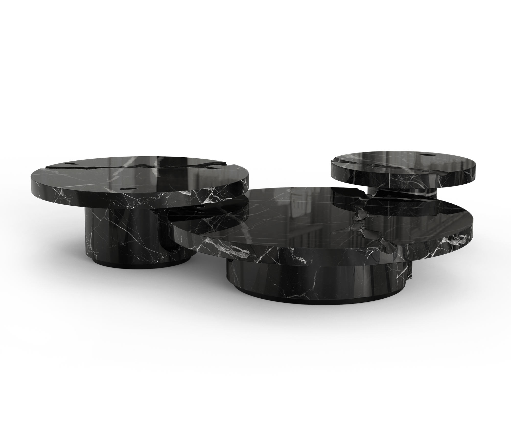 Dominion Nero Marquina Marble 3-Piece Center Table Set