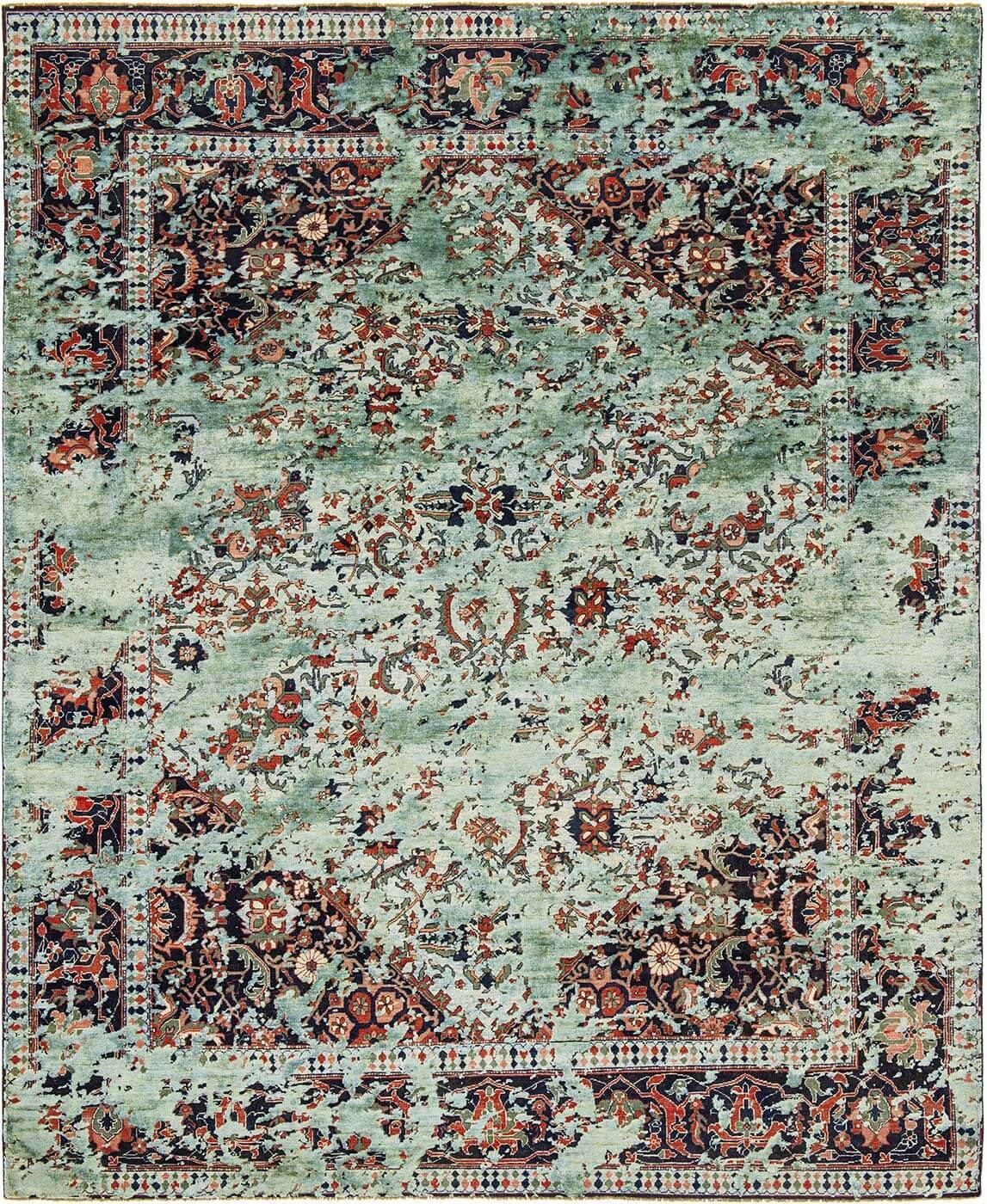 Serapi Queensbury Double Sky Lightblue Greyblue Silk Rug