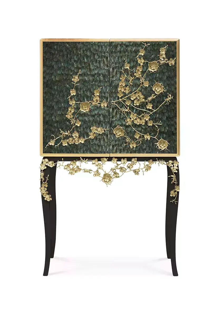 Mirage Peacock Feather Bar Cabinet