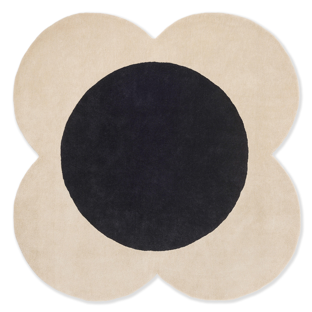 Flower Spot Ecru / Black 158409 Designer Wool Rug