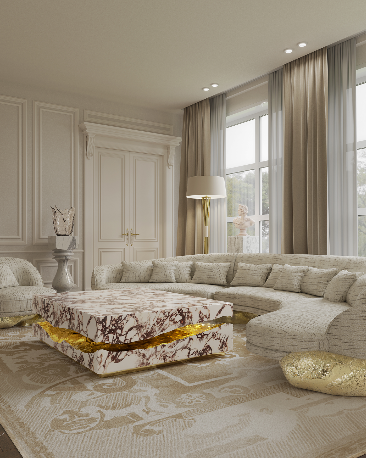 Boulder Calacatta Violla Marble Coffee Table