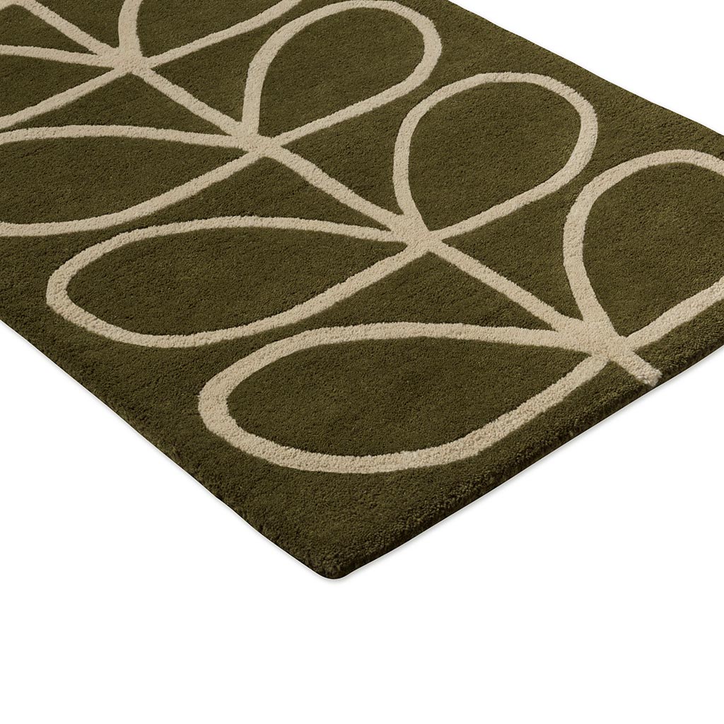 Linear Stem Runner Olive 060501 Rug | Size: 70 × 300 cm
