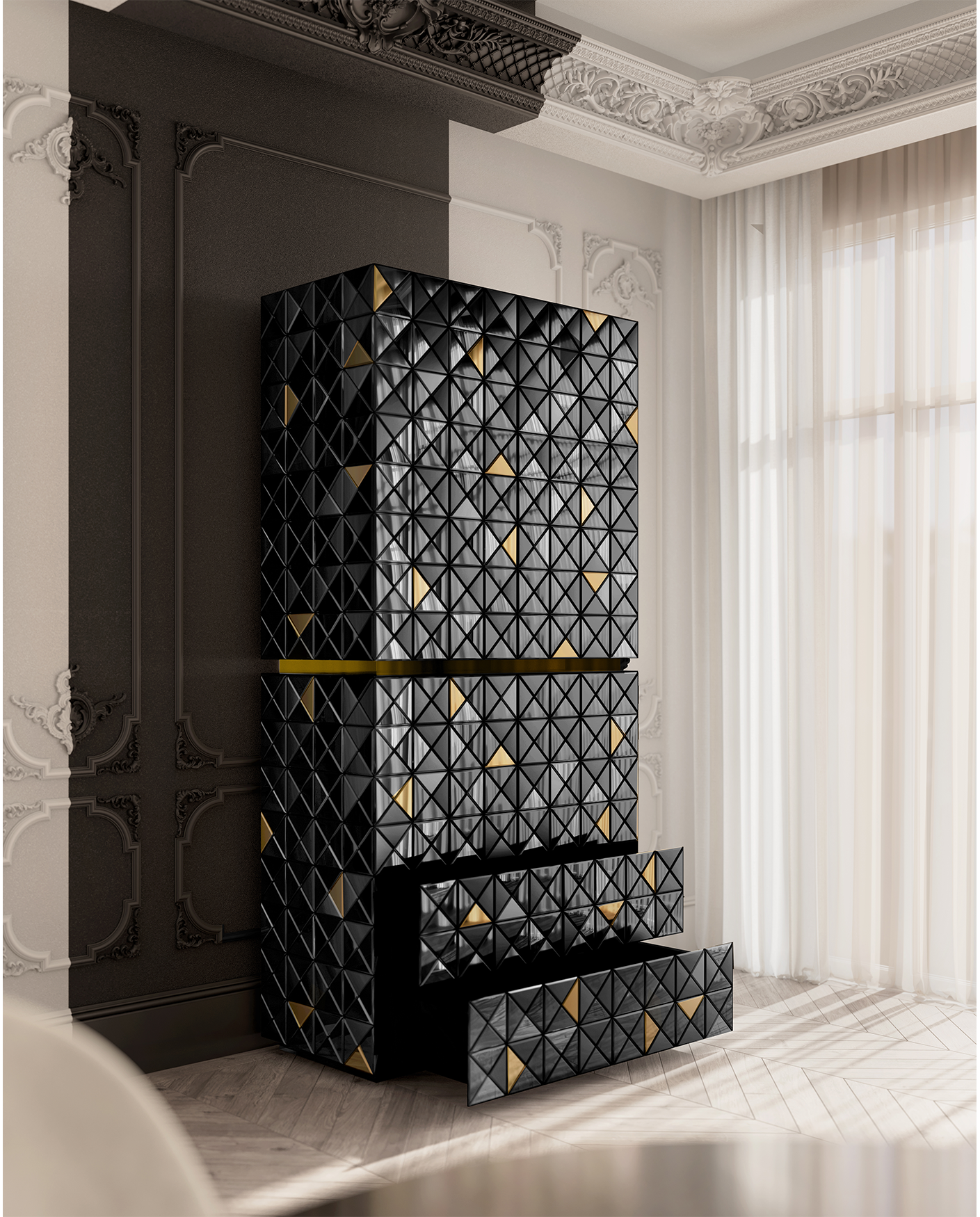 Mosaic II Black Designer Cabinet