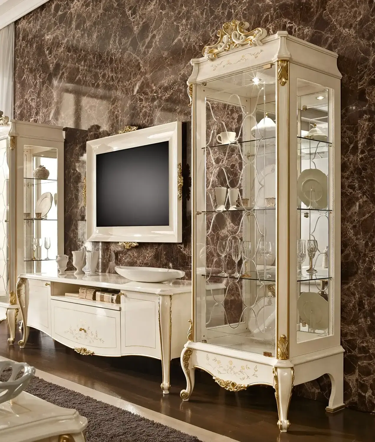 Ivory Glass Display Cabinet
