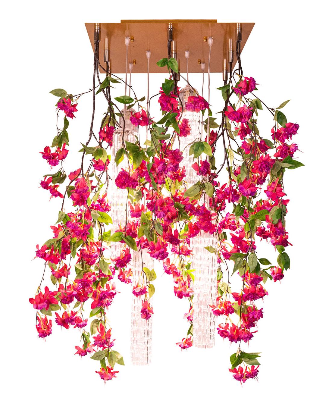 Pink Cascade Square Chandelier