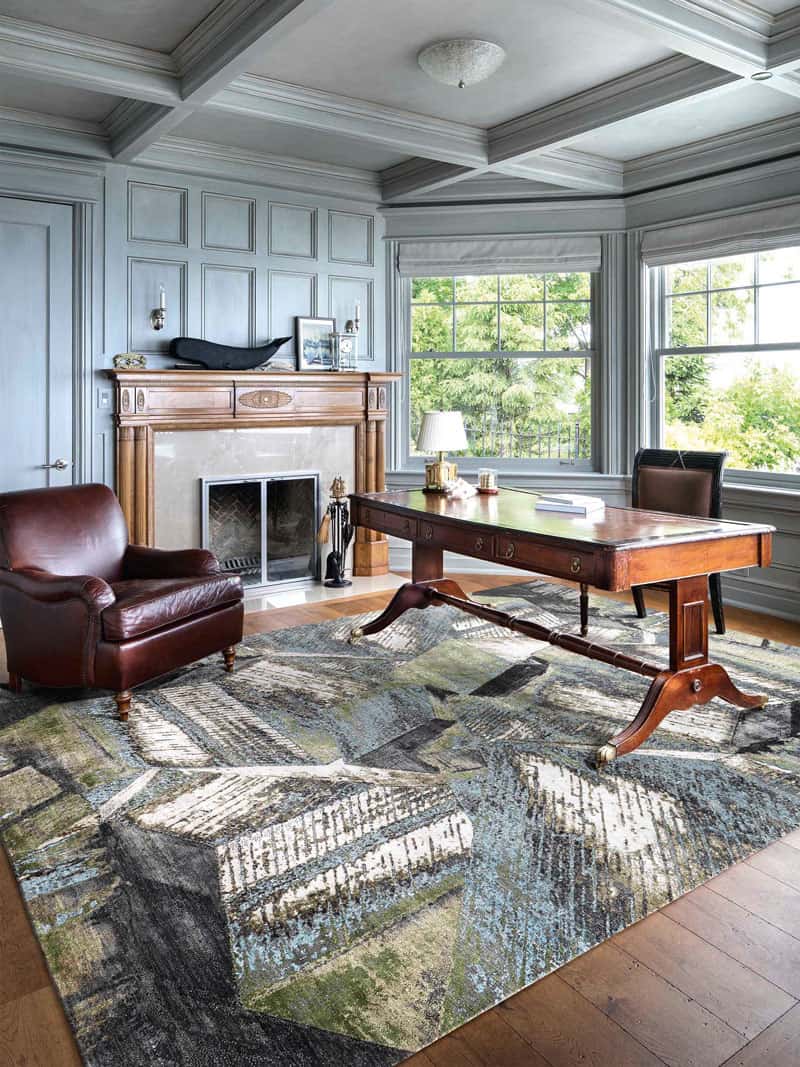 Brutalism Green Hand-Knotted Rug
