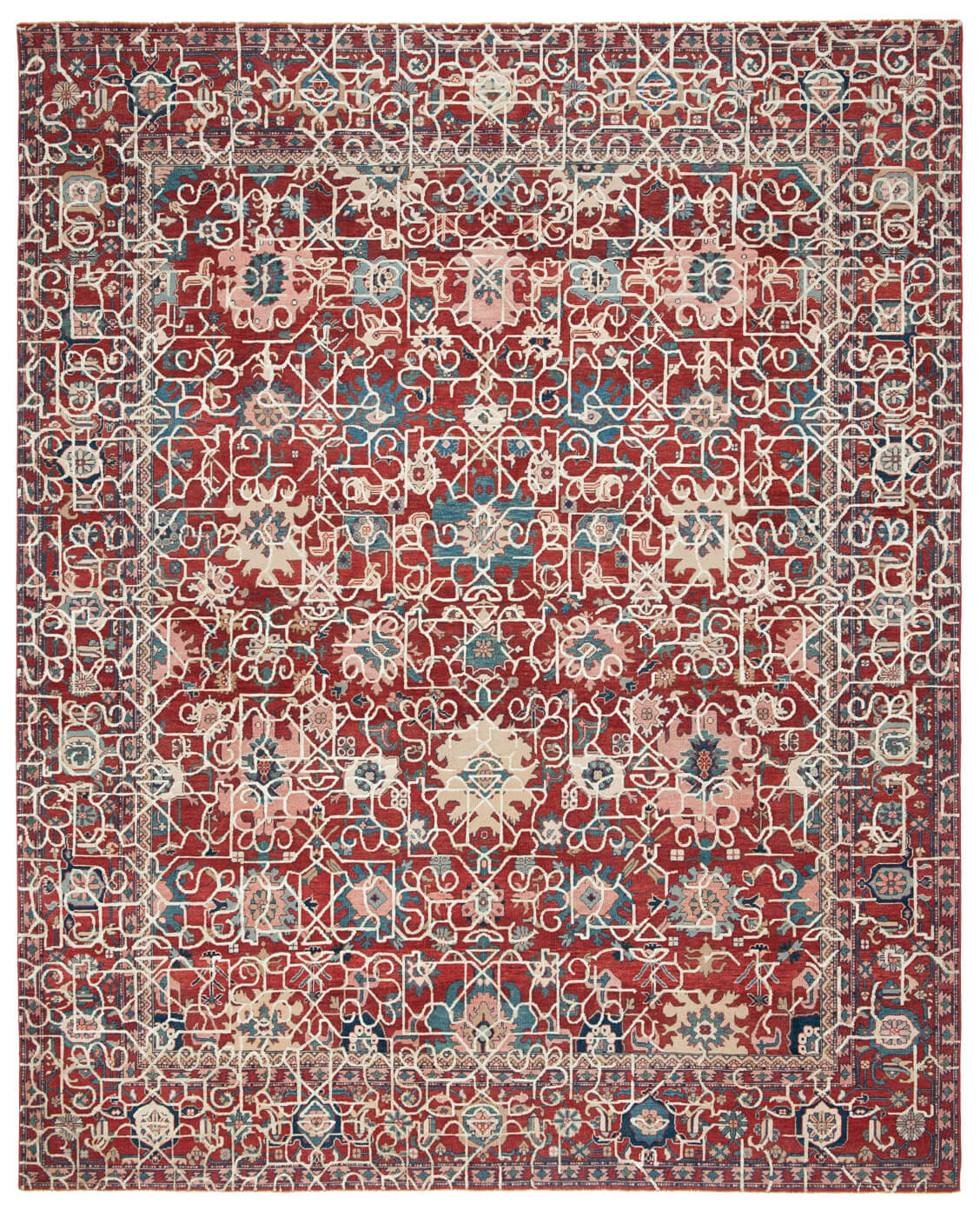 Bidjar Kingscross Hayat1 Red White Silk Rug