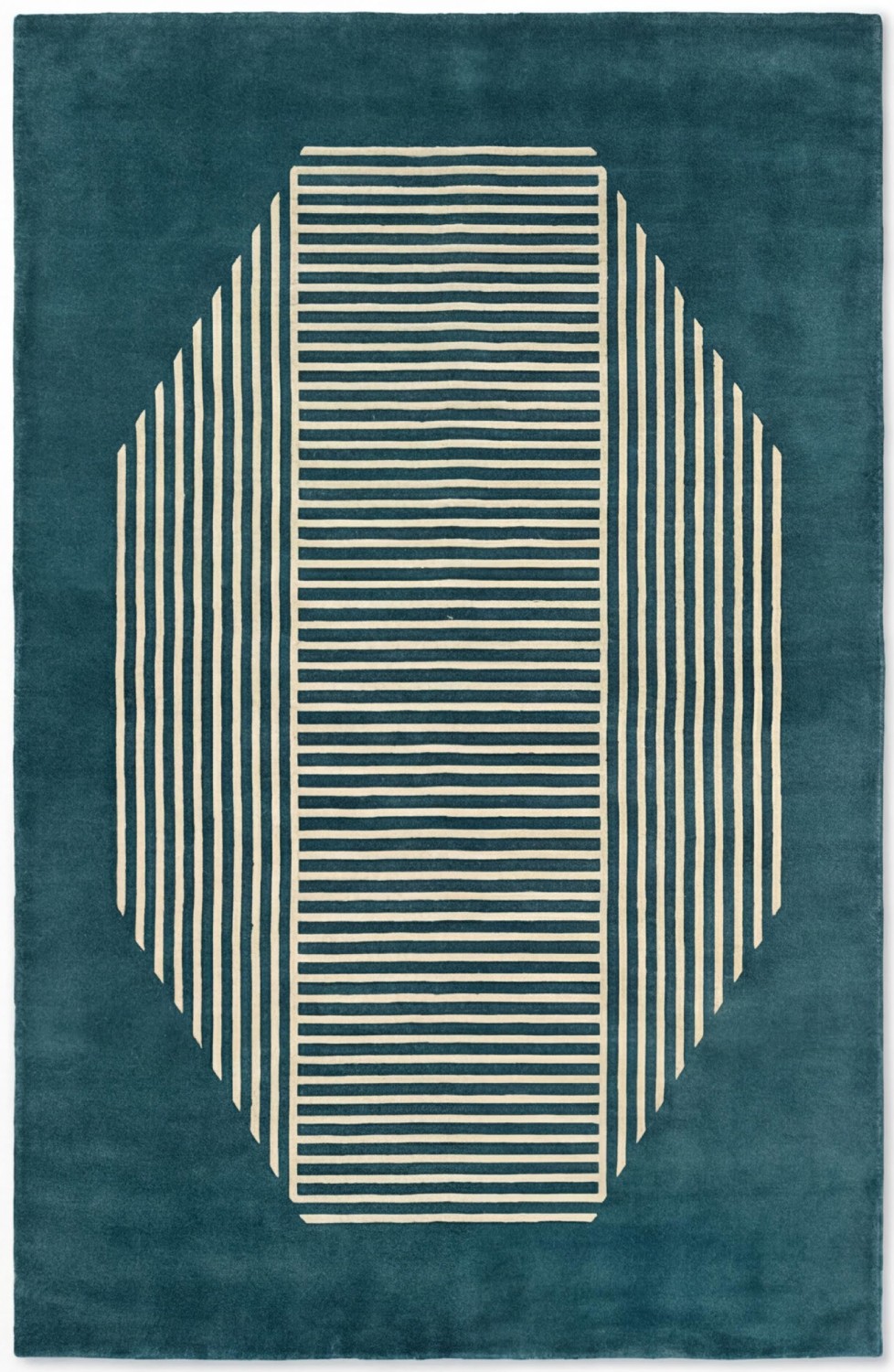 Octagon Lines Teal Rug