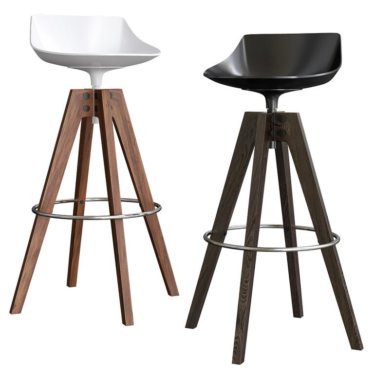 Flow Stool Oak Base | Structure: Natural Oak | Base: White | Dimensions: Height 44 cm