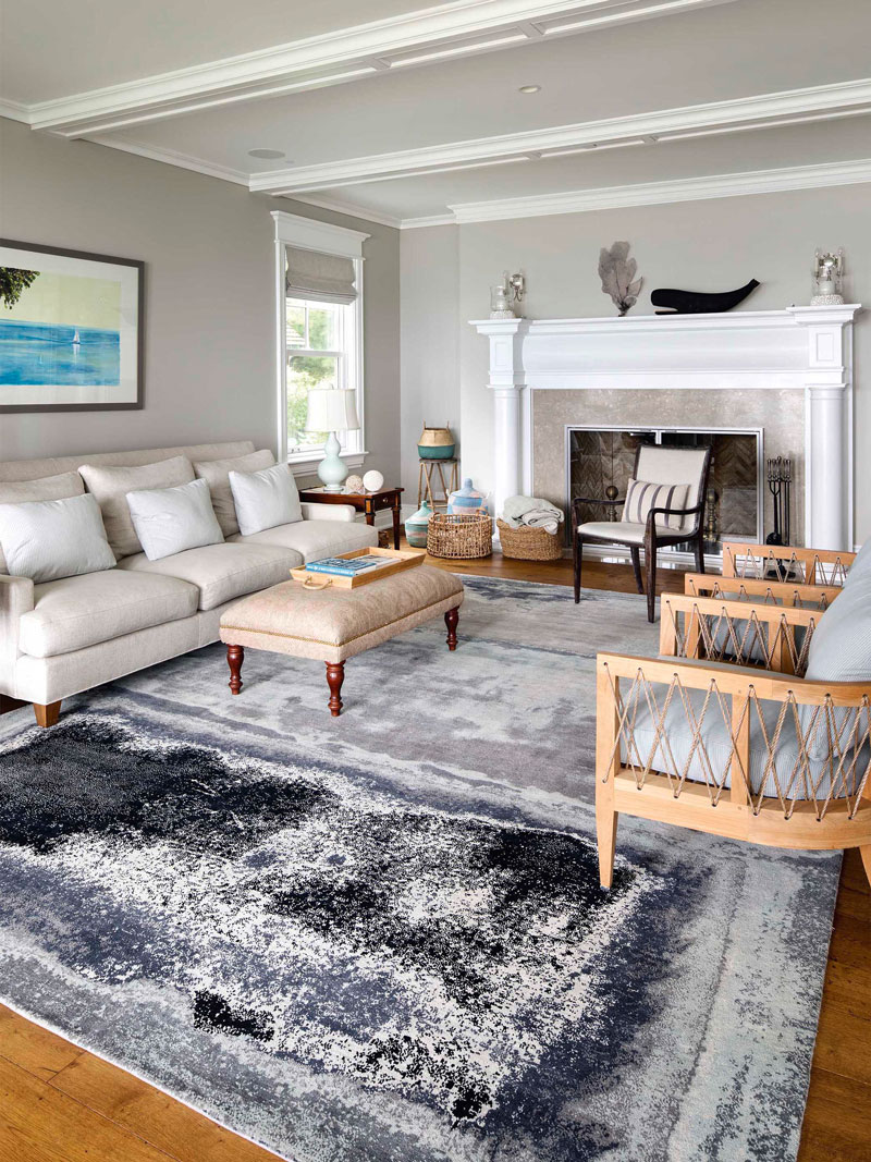 Silver / Grey Abstract Handmade Luxury Rug