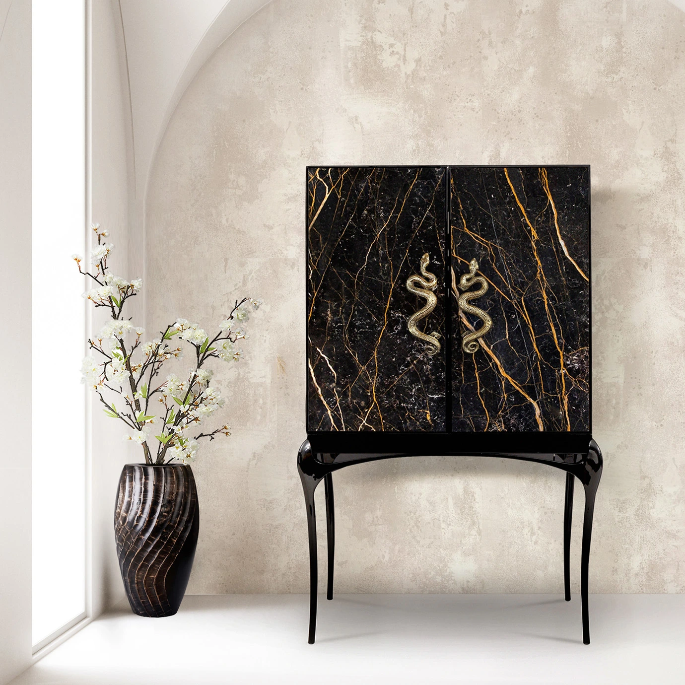 Nirvana Port Laurent Marble Bar Cabinet