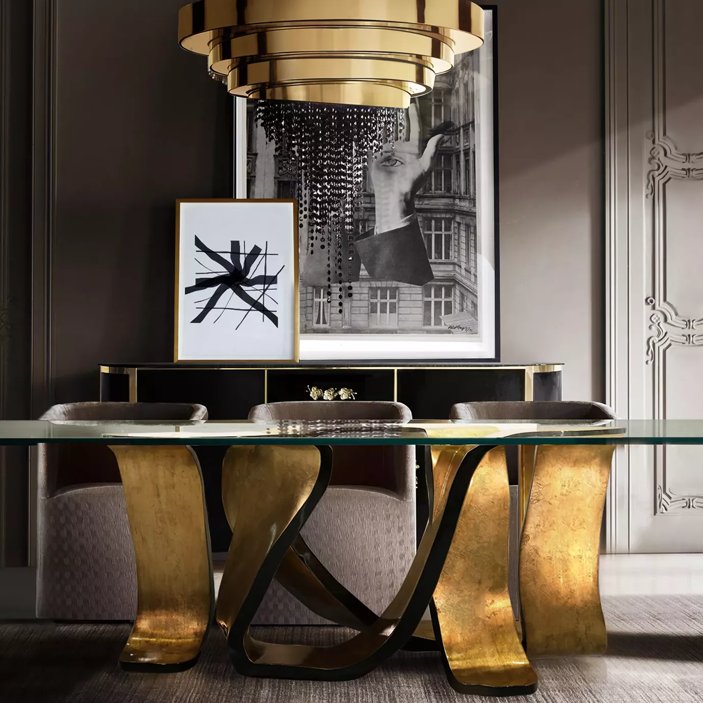 Ribbon Gold Leaf Dining Table