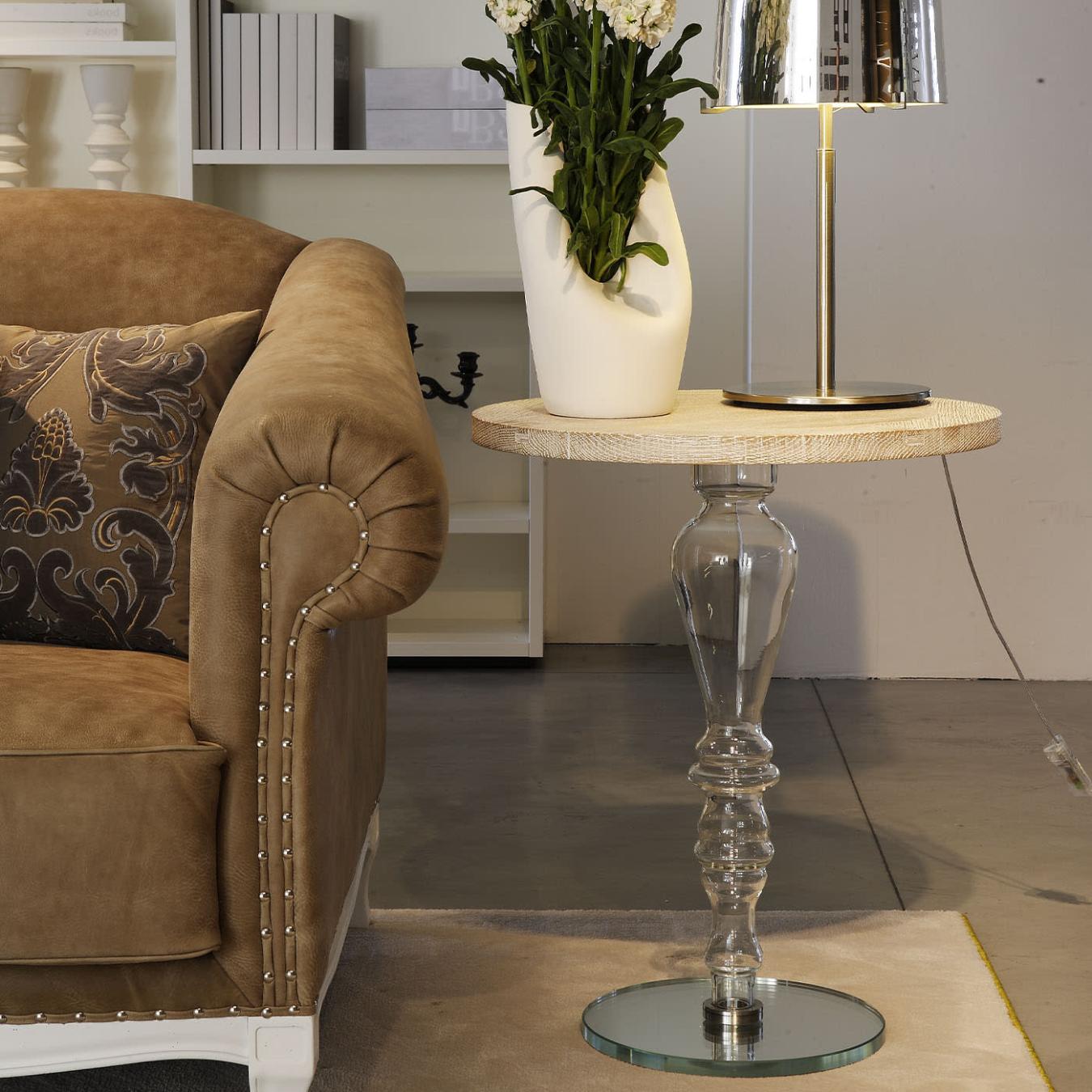 Sculptural Glass-Top Side Table