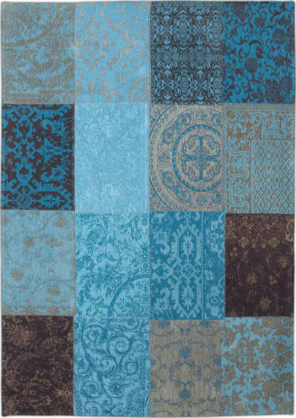 Patchwork Rug Multi Turquoise ☞ Size: 140 x 200 cm