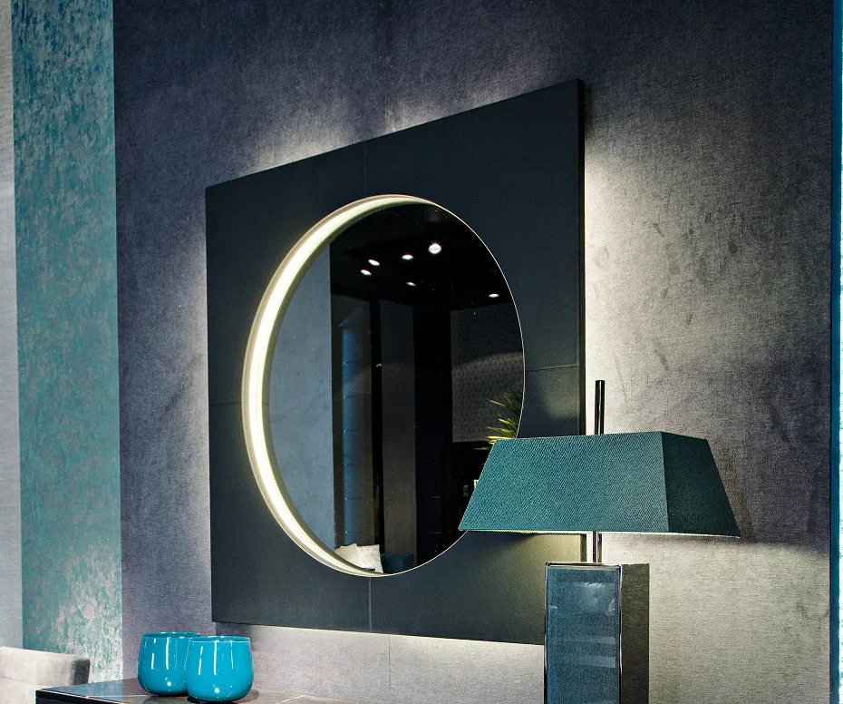 Leather Mirror With Lights
