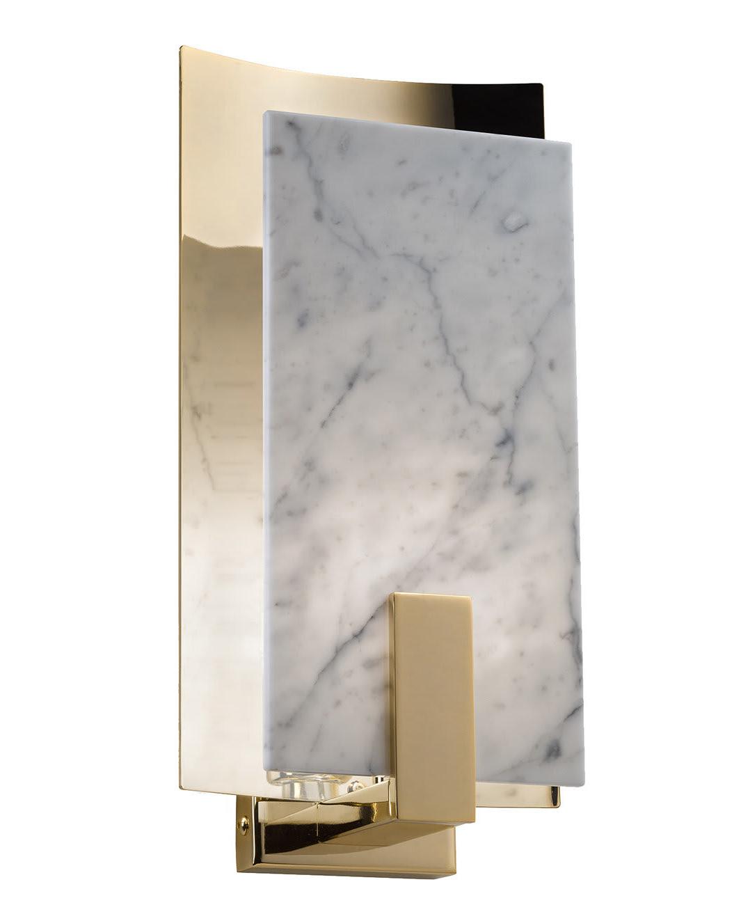 Brass and Carrara Marble Wall Sconce