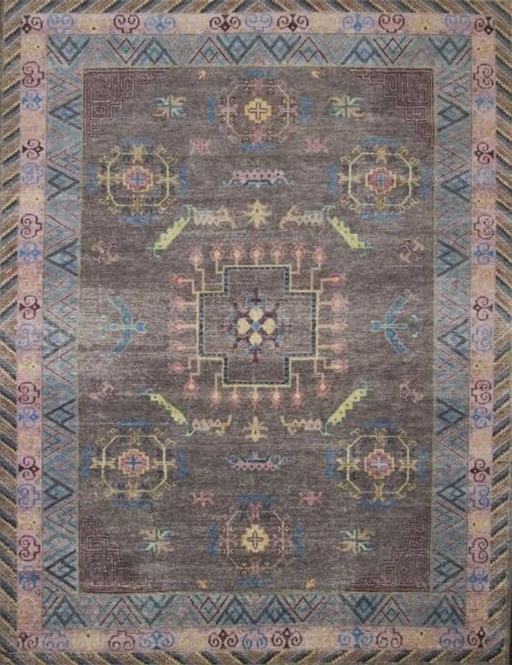 Khotan Hand-Knotted Wool Rug