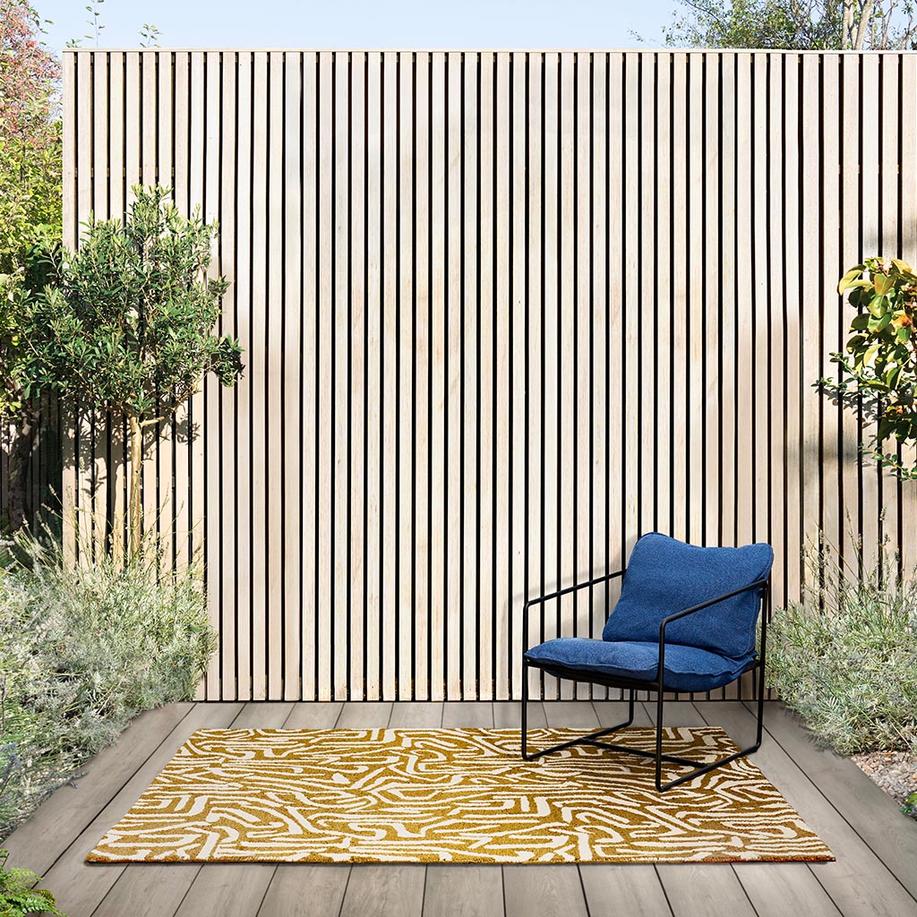 Melodic Ochre/Gold Outdoor Rug | Size: 160 x 230 cm