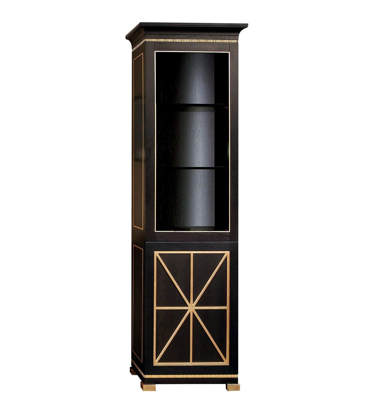 Tall Black Lacquer Display Cabinet