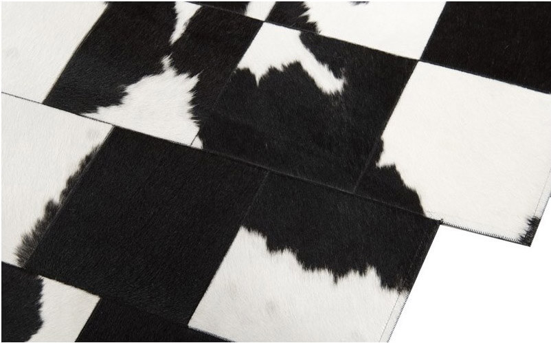 Pixel Black & White Cowhide Rug