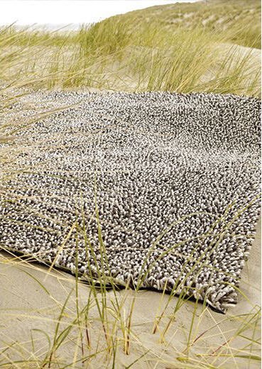 Gravel 68201 Felted Wool Black And White Shag Rug