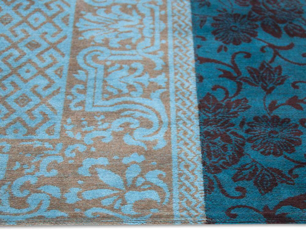Patchwork Rug Multi Turquoise ☞ Size: 140 x 200 cm