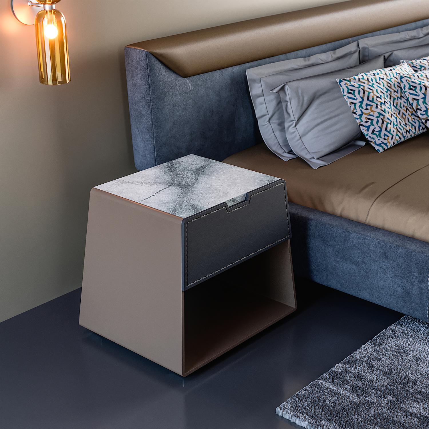 Mirzam Marble-Top Bedside Table
