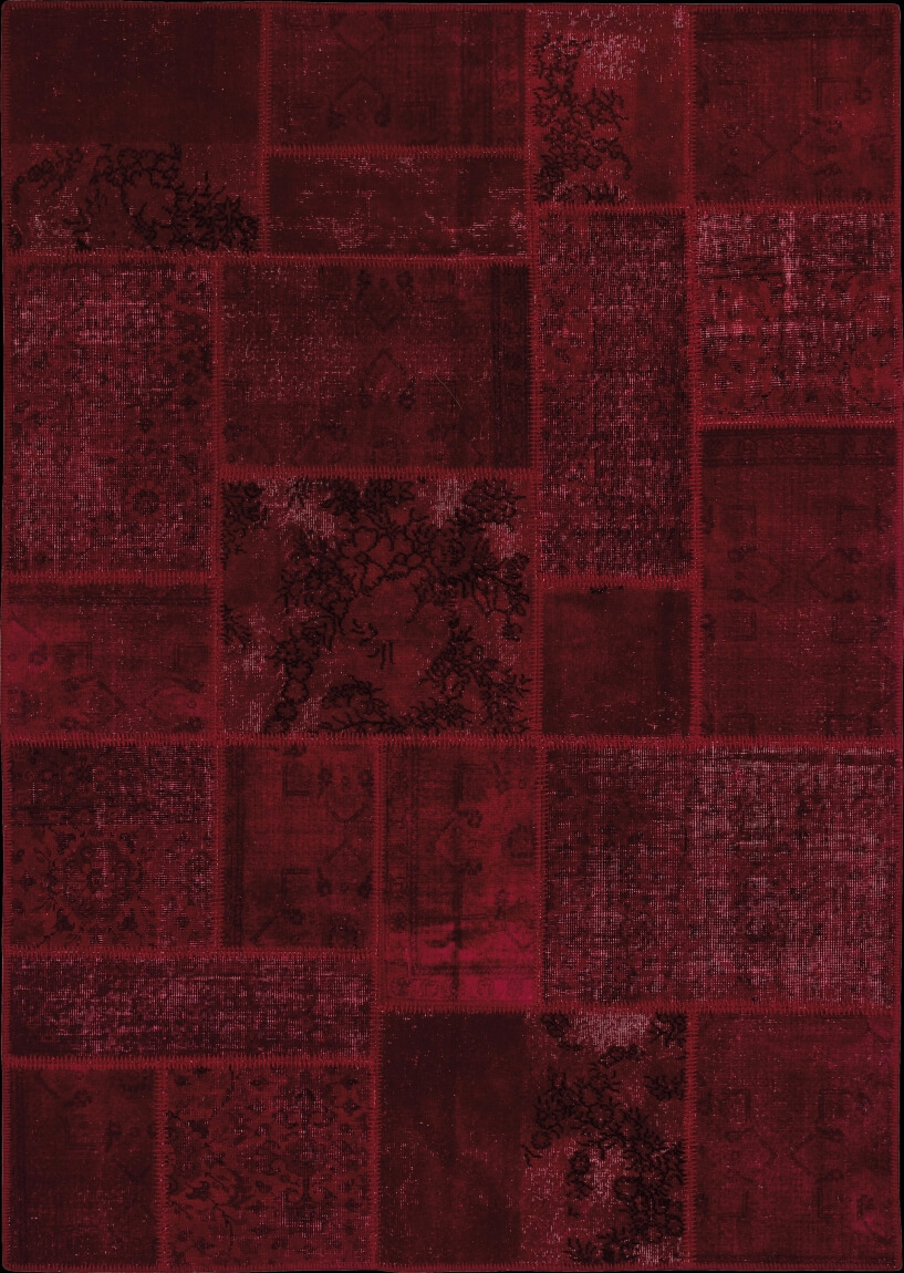 Antalya Overdyed Patchwork Scarlet Rug | Size: 200 x 300 cm