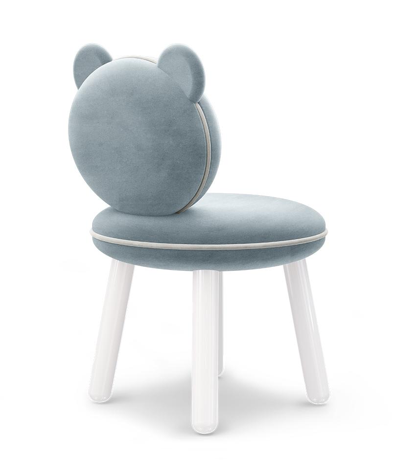 Fluffy Light Blue Bear Children's Chair