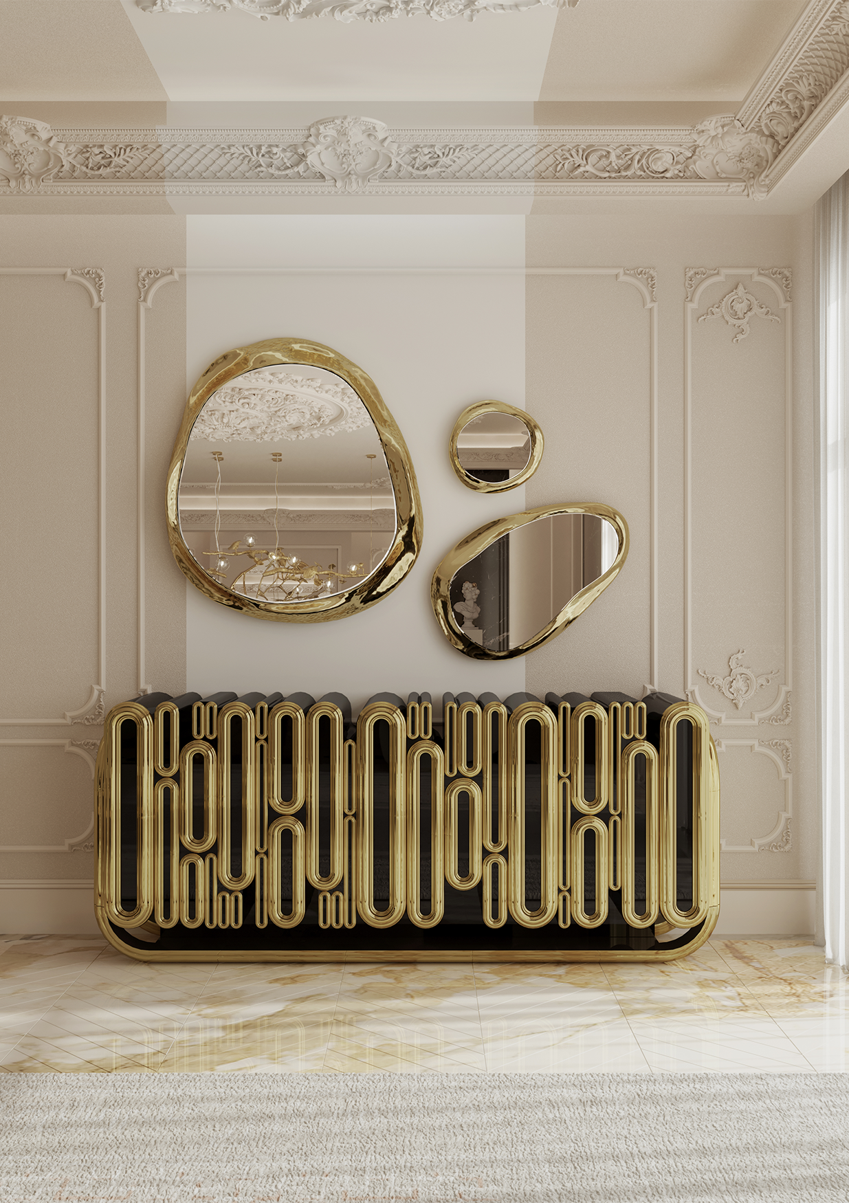 Ellipse Gold Designer Sideboard