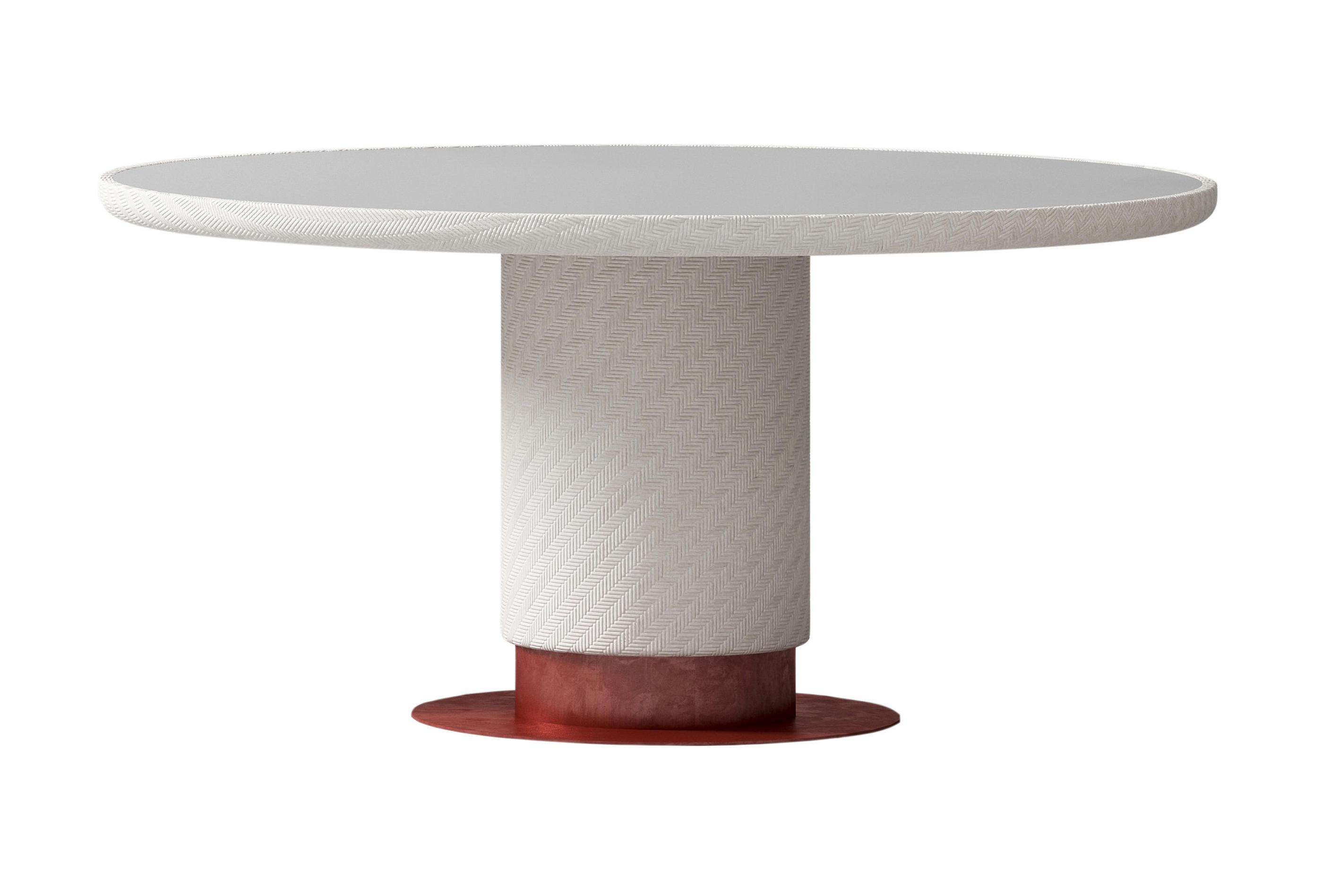 Chic White and Red Round Dining Table