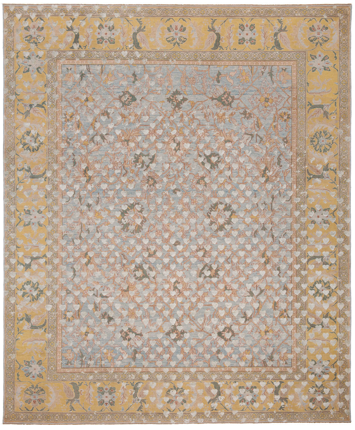 Ziegler Prince Broken Heart Blue Grey Silk Rug