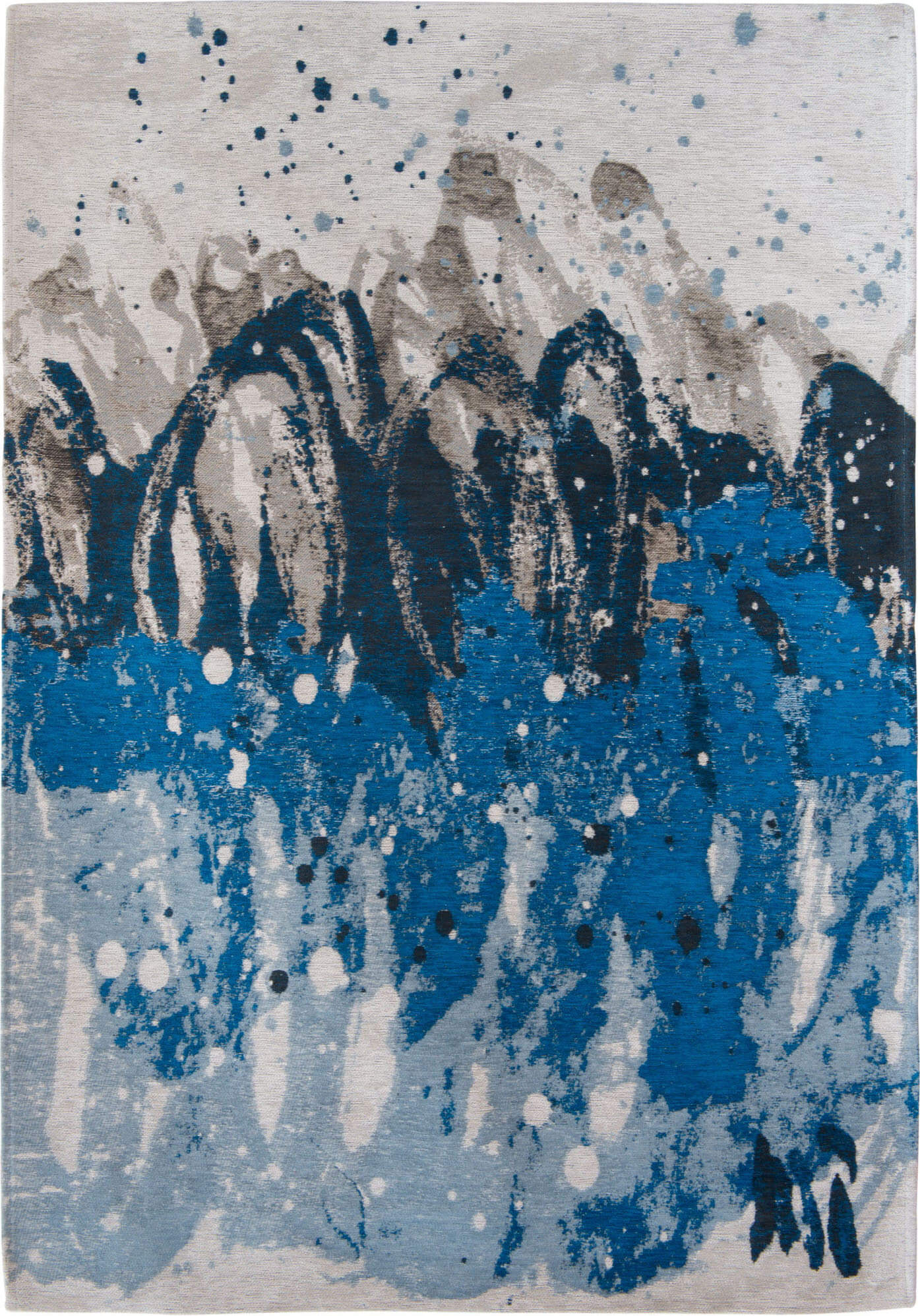 Jacquard Cotton Flatweave Rug Blue Waves ☞ Size: 170 x 240 cm