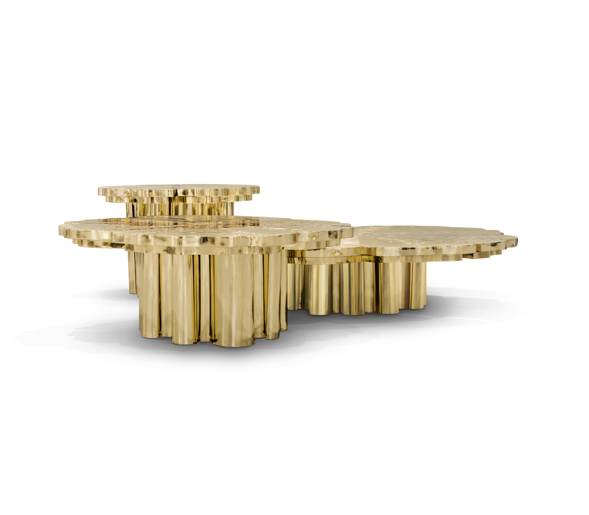 Fortuna Gold-Tone 3-Piece Coffee Table Set